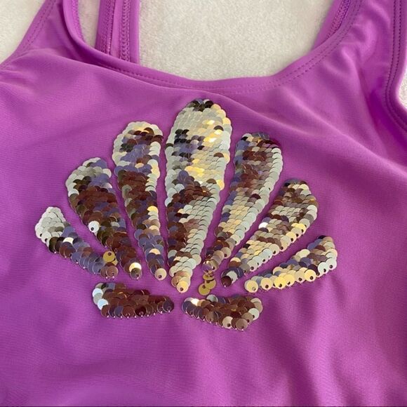 Cat and Jack Girls Sea Shell Sequin One Piece Swim Girl Size XS - Picture 3 of 7